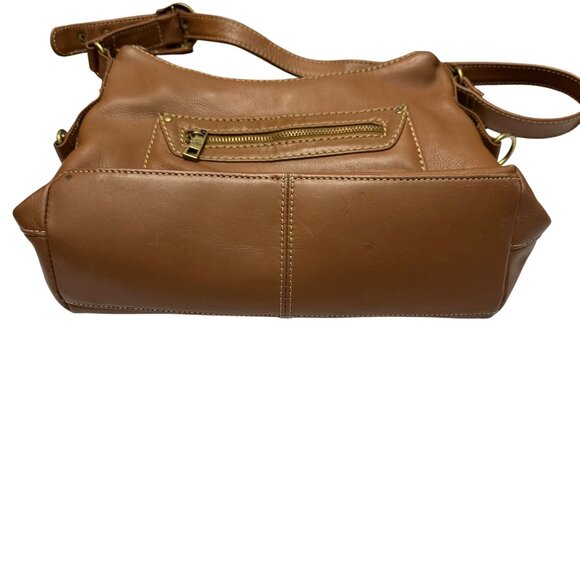 Stone Mountain Purse Leather Brown Shoulder Bag Zipper Close - Picture 3 of 16